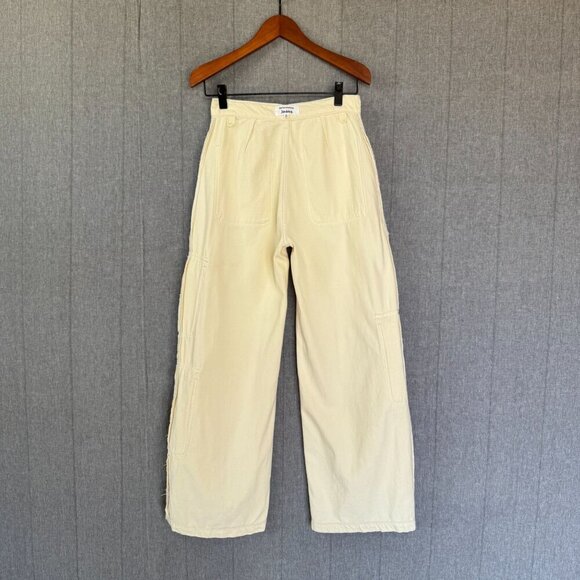 Reformation 100% Organic Cotton Button Cream Landy Wide Leg Cargo Jeans Size 26 - Picture 8 of 14